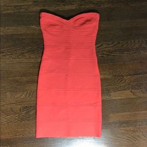 Strapless Herve Leger salmon color dress!